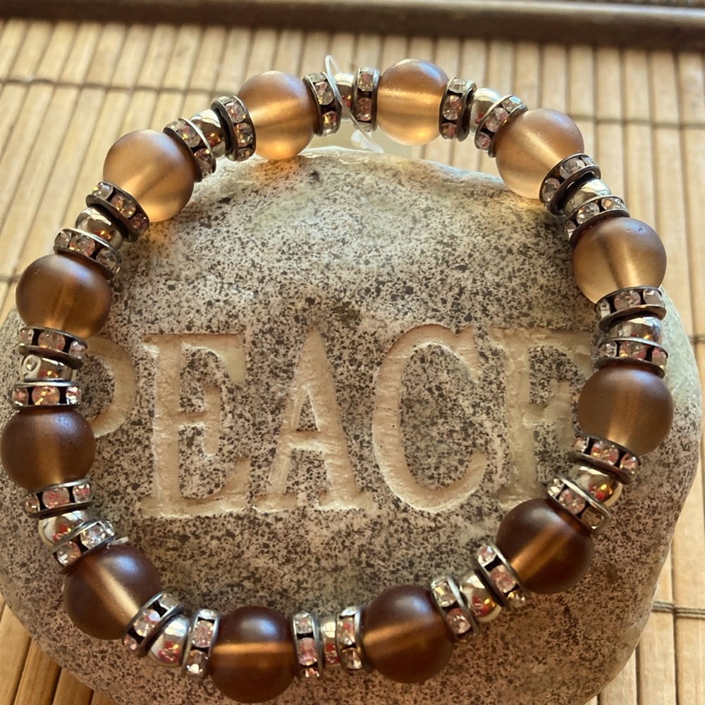 NWOT LL Accessory Brown Translucent Beads, Small Silver Ball & Faux Rhinestones.
